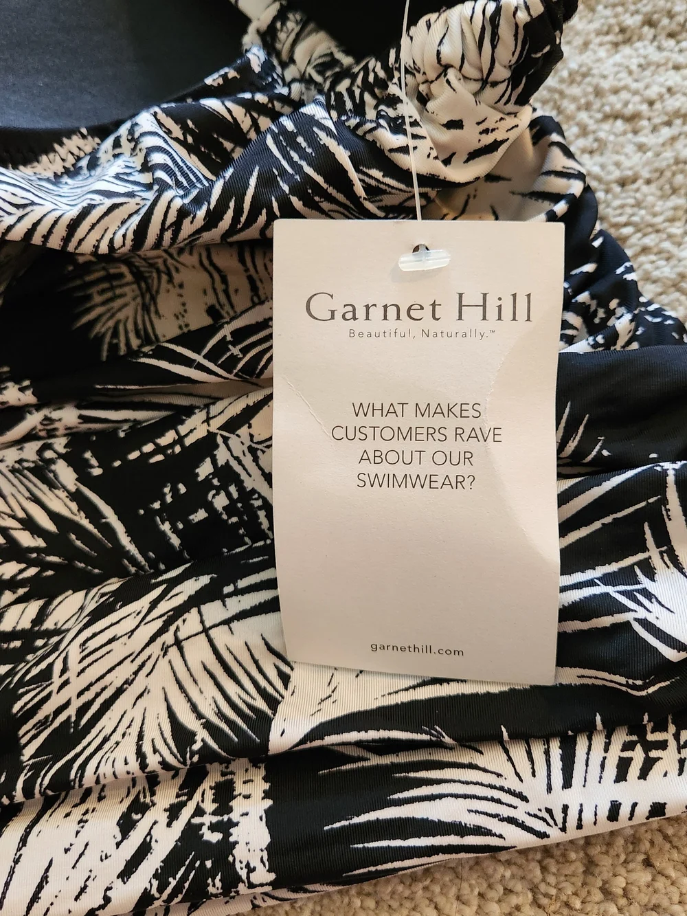 NWT Garnet Hill Swim Top Tankini One Piece Palm Print Cups Ruched L 12
